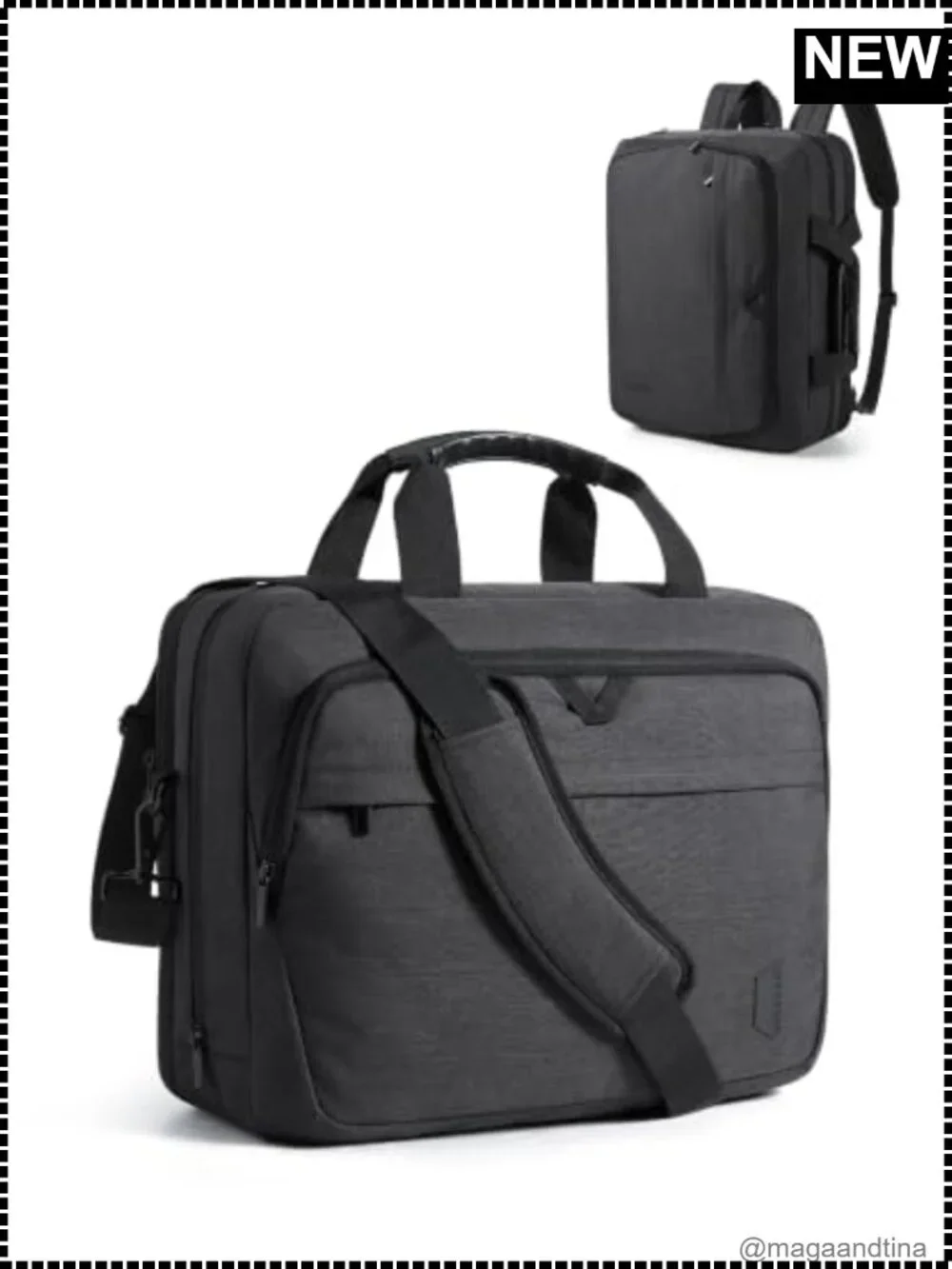 3-in-1 Laptop Bag Expandable Briefcase Backpack Messenger Fits 17.3 Inch